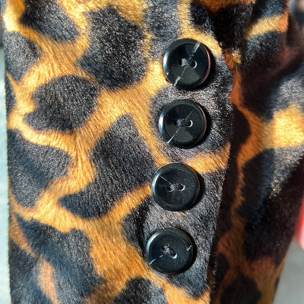 Harvé Benard By Benard Holtzman Leopard Print Faux Fur Jacket Lined 10P - Picture 12 of 13
